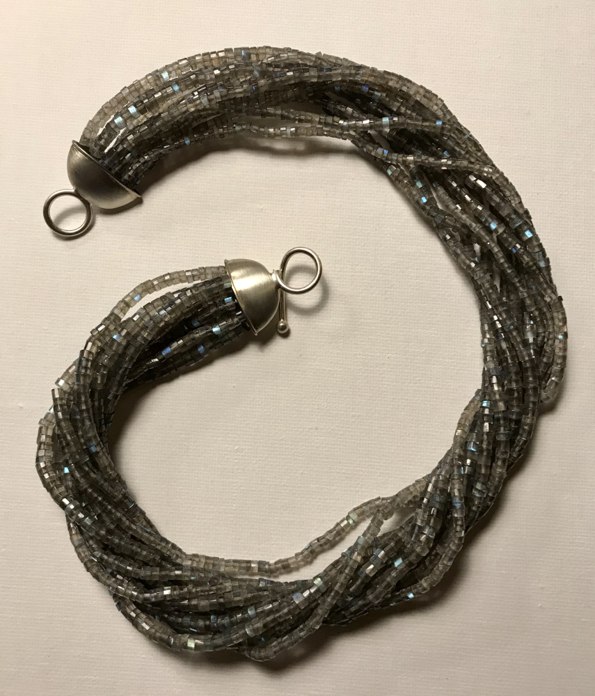 Labradorit Kette mit Silberkaken
